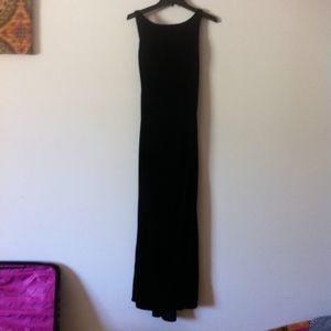 Long Low Back Navy Blue Velvet Maxi Gown